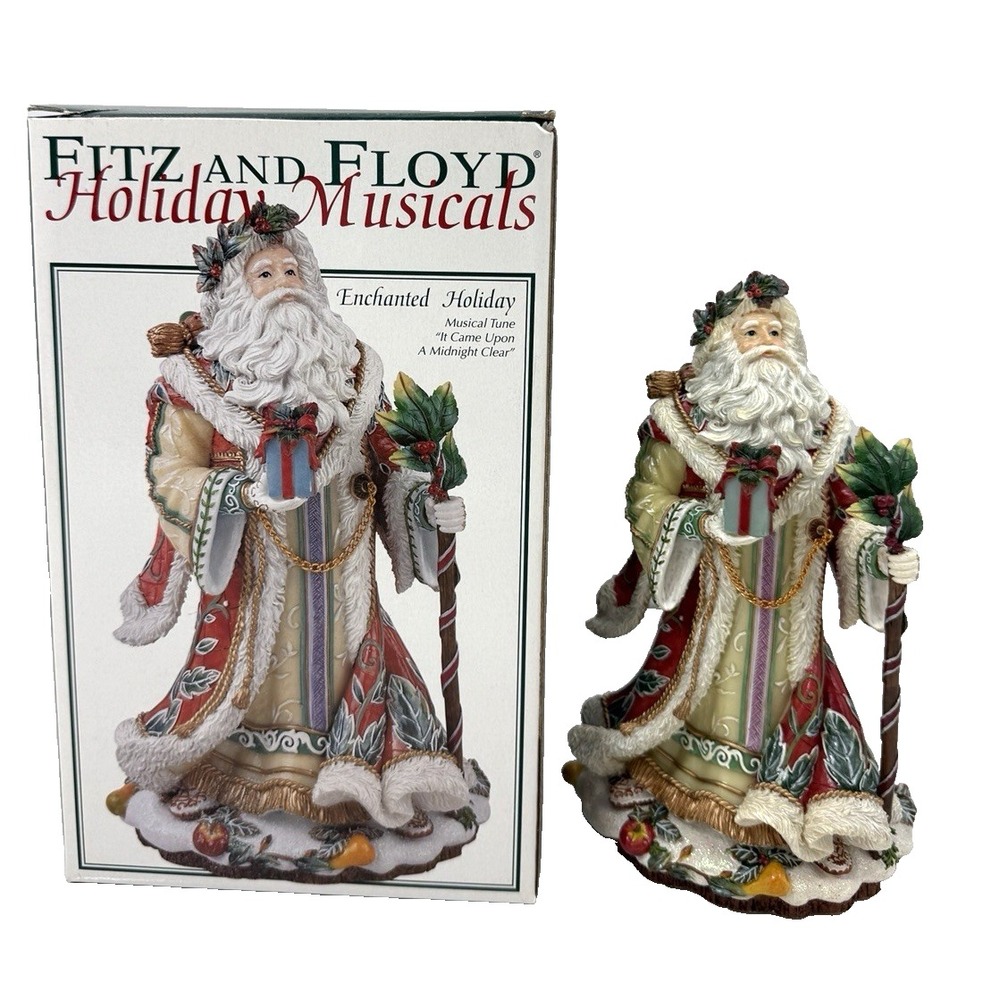 Vintage Fitz & Floyd Enchanted Holiday Musical Figurine of Santa Claus 2003